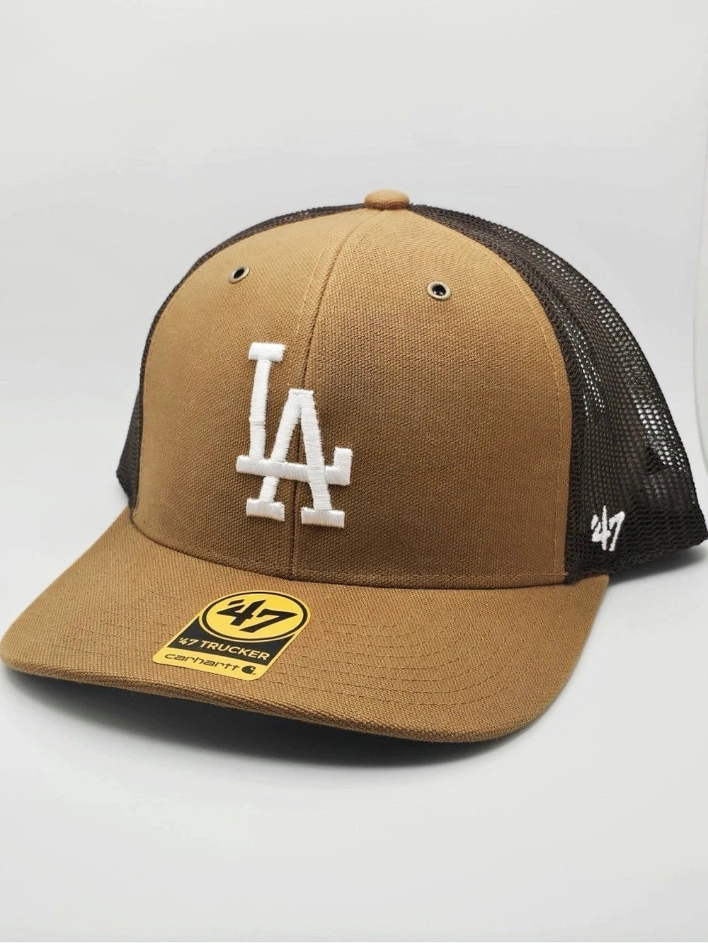 Los Angeles Dodgers Carhartt x 47 Trucker Snapback Hat Mens MLB Cap Brown